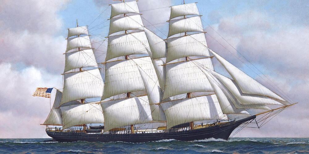 Antonio Jacobsen   The American Clipper Ship Flying Cloud At Sea Under Full Sail
